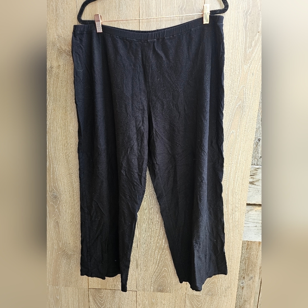 Eileen Fisher Black Pull On Pants Elastic Waist Comfortable Cozy XL